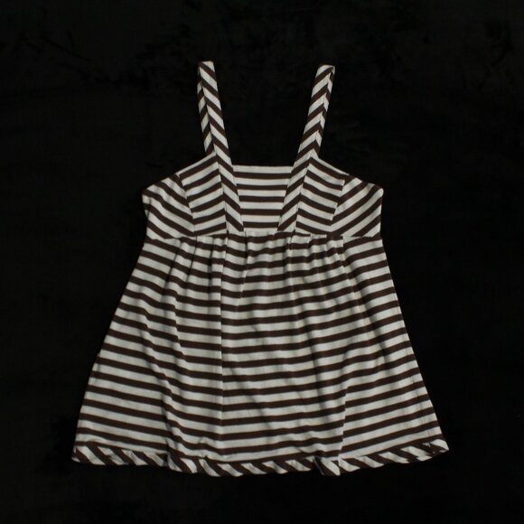 BCBG Brown & White Striped Baby Doll Tank-Top - Picture 1 of 6